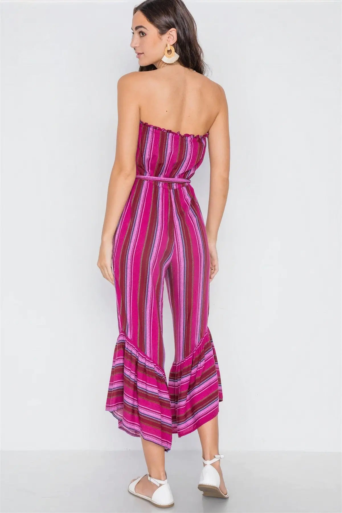 Stripe Jumpsuit -Berry