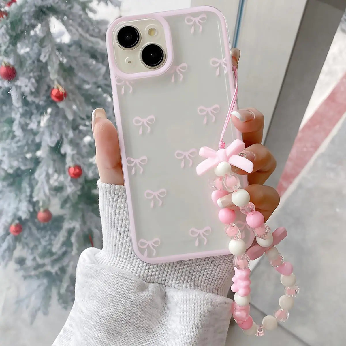 Ribbon Bowknot Case for iPhone 11,Pink Bows Phone Case Cute Bow Cases Clear Soft TPU Protective Cover for Women & Girls, (Pink,iPhone 11)