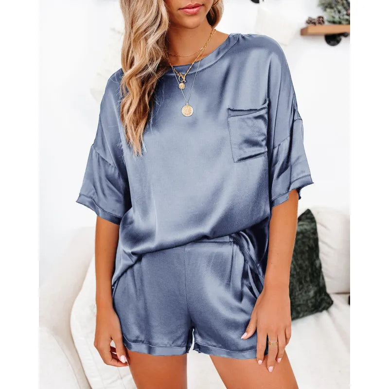 Silk Short-Sleeve Pajama Set