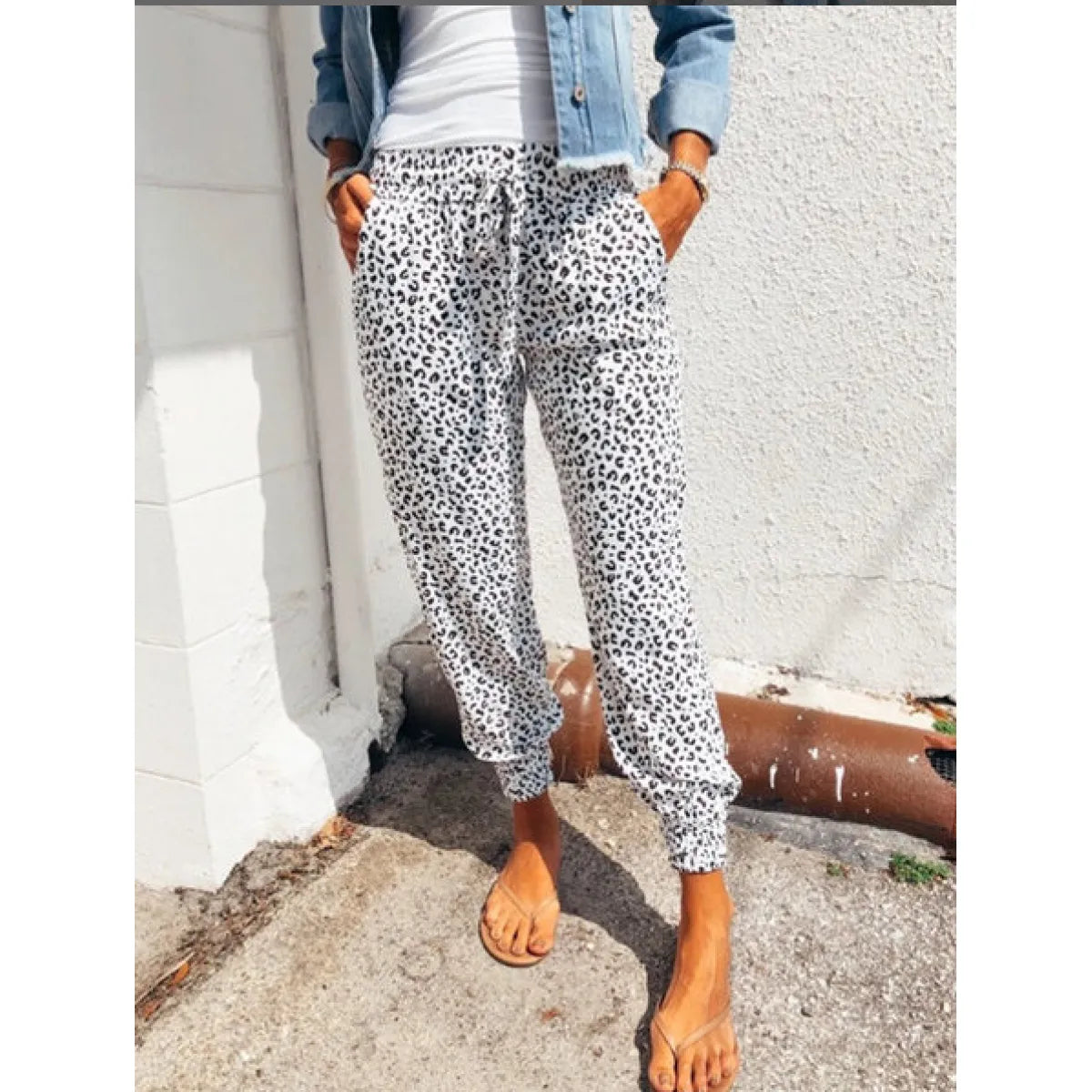 High-Waist Leopard Joggers