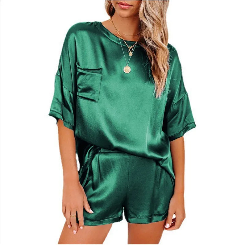 Silk Short-Sleeve Pajama Set