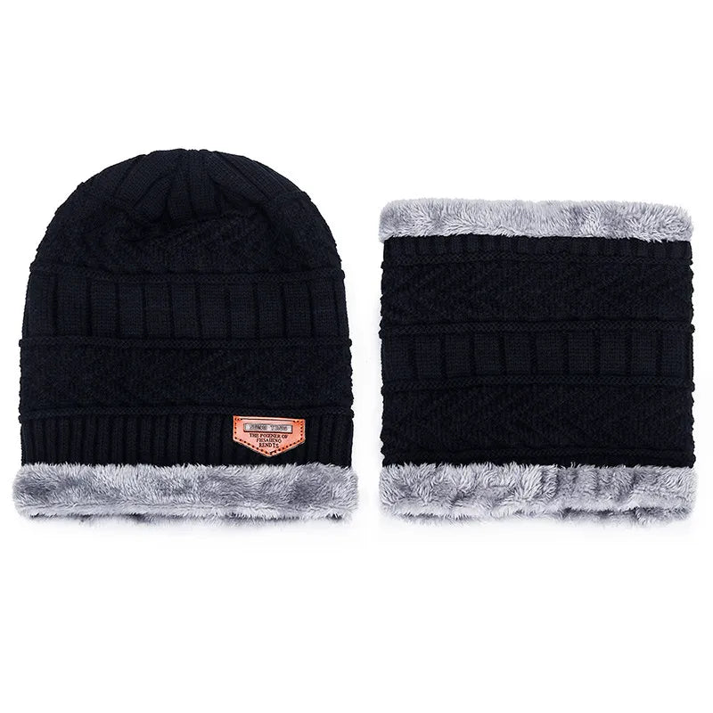 Men's Outdoor Warm Scarf & Fluff Hat