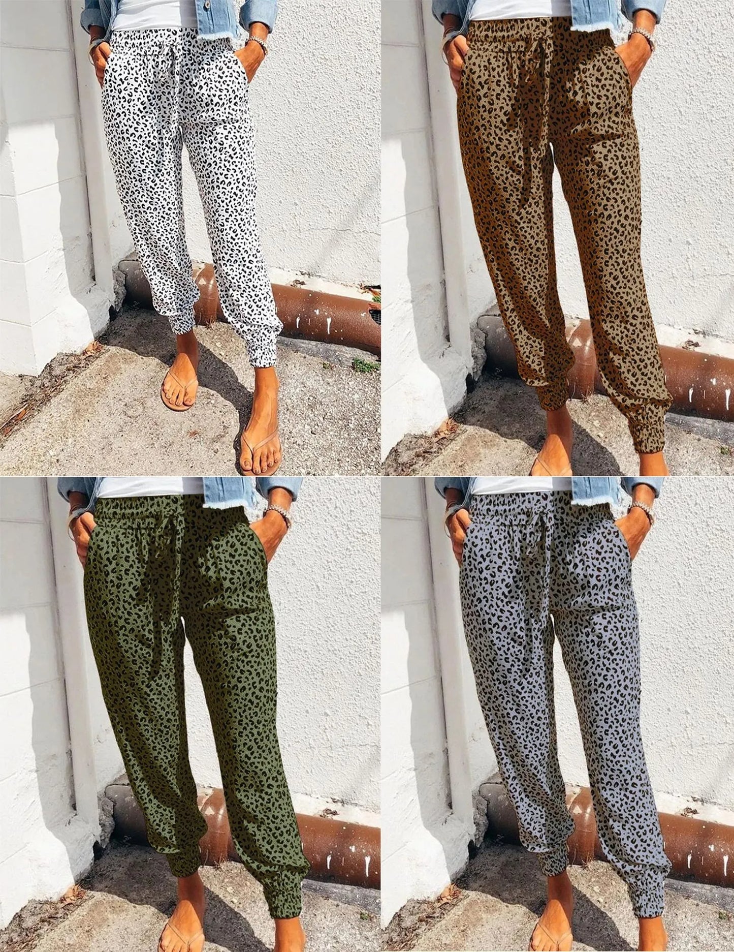 High-Waist Leopard Joggers