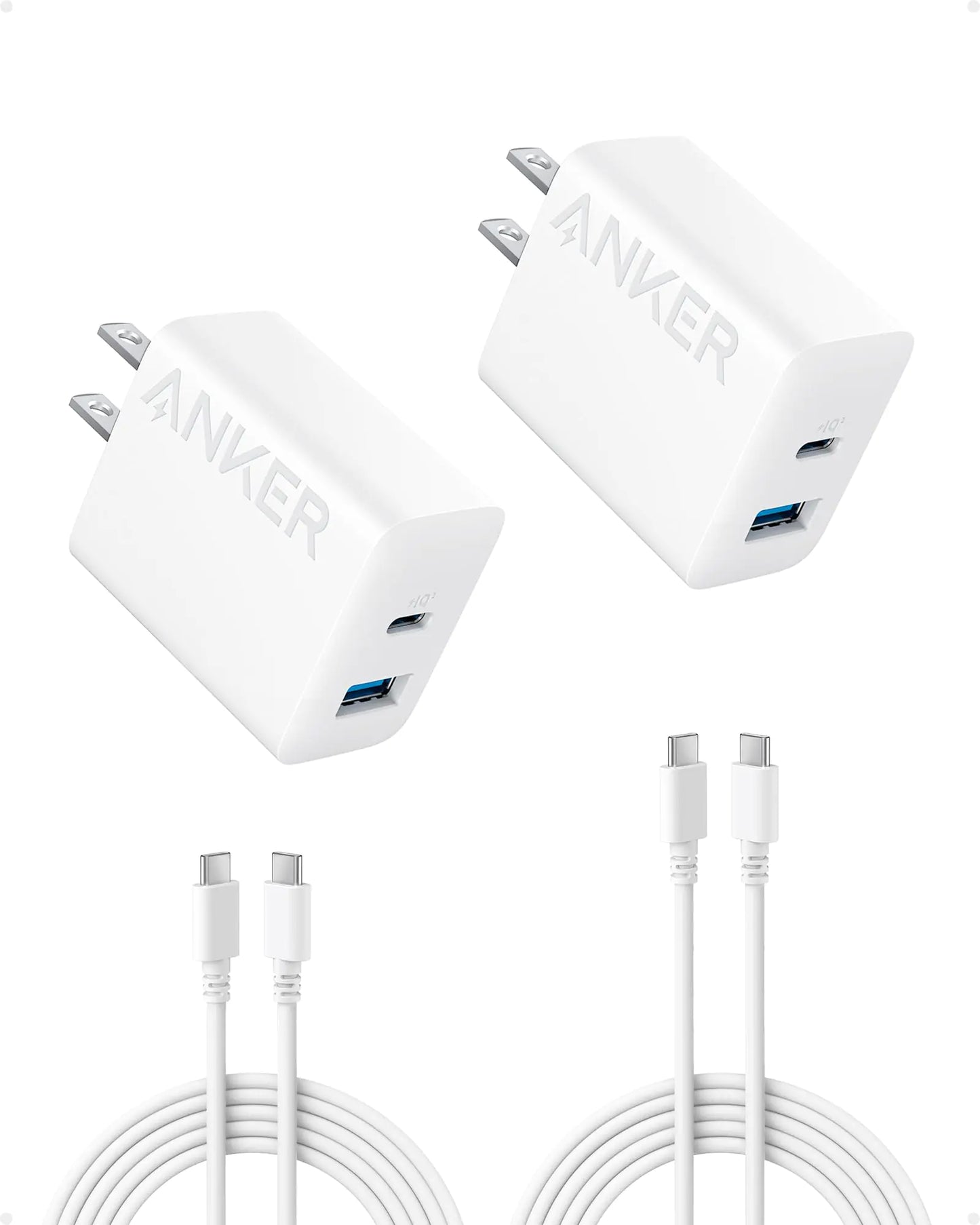 Anker iPhone 16 Charger, USB C Charger, 2-Pack 20W Dual Port USB Fast Wall Charger, USB C Charger Block for iPhone 16/16 Pro/16 Pro Max/15/14/13, Pad Pro/AirPods and More(Cable Not Included)