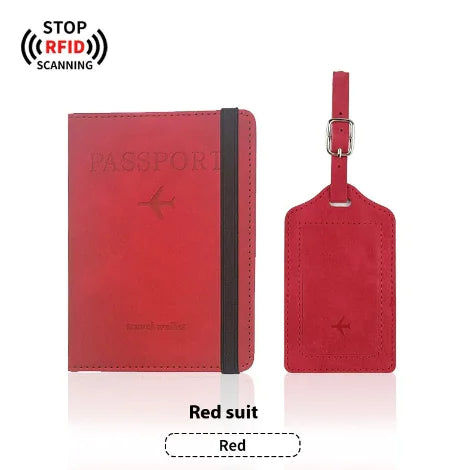 PU Leather Passport & Luggage Tag Set