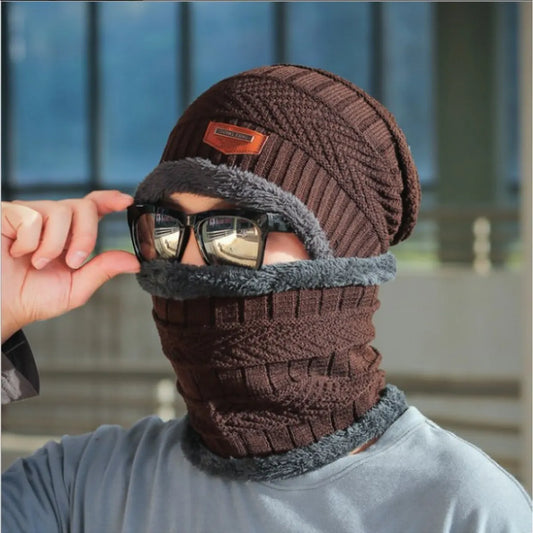 Men's Outdoor Warm Scarf & Fluff Hat