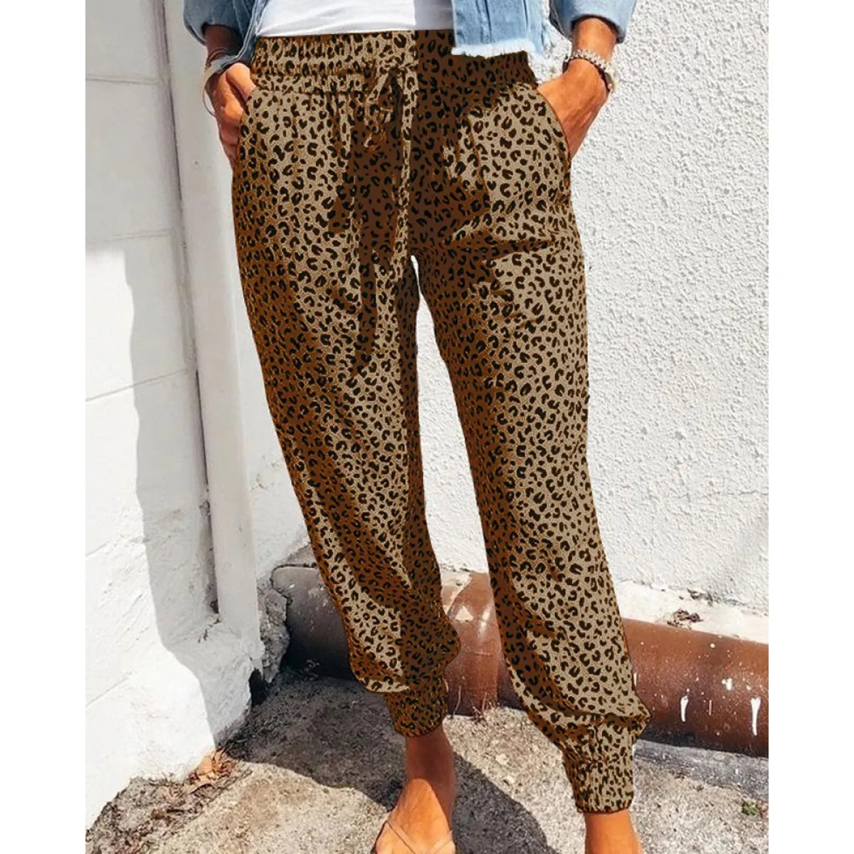 High-Waist Leopard Joggers