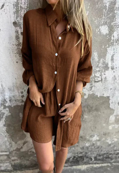 Casual 2-Piece Shirt & Shorts Set