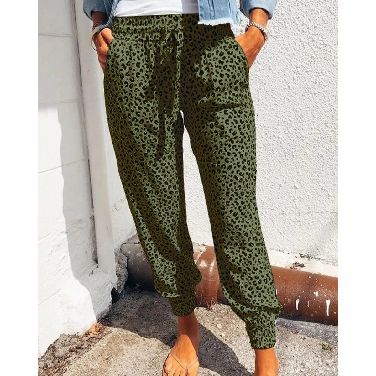 High-Waist Leopard Joggers