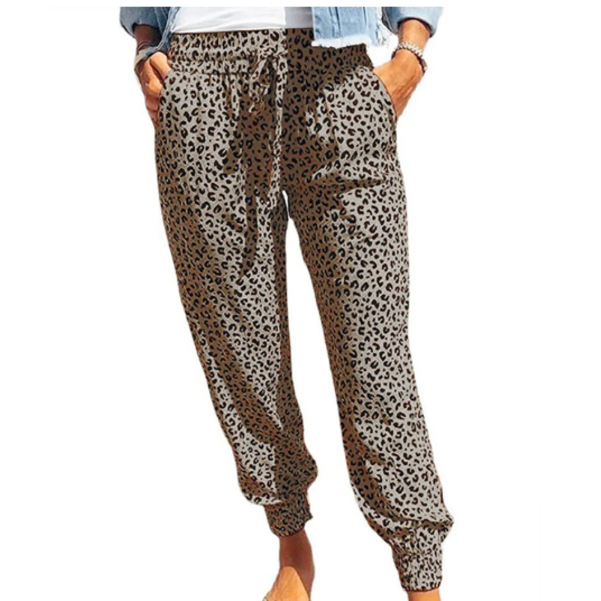 High-Waist Leopard Joggers