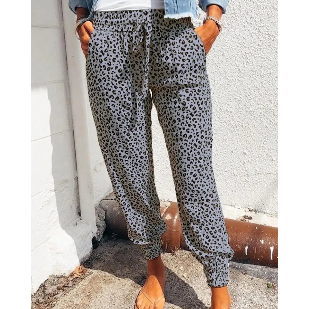 High-Waist Leopard Joggers