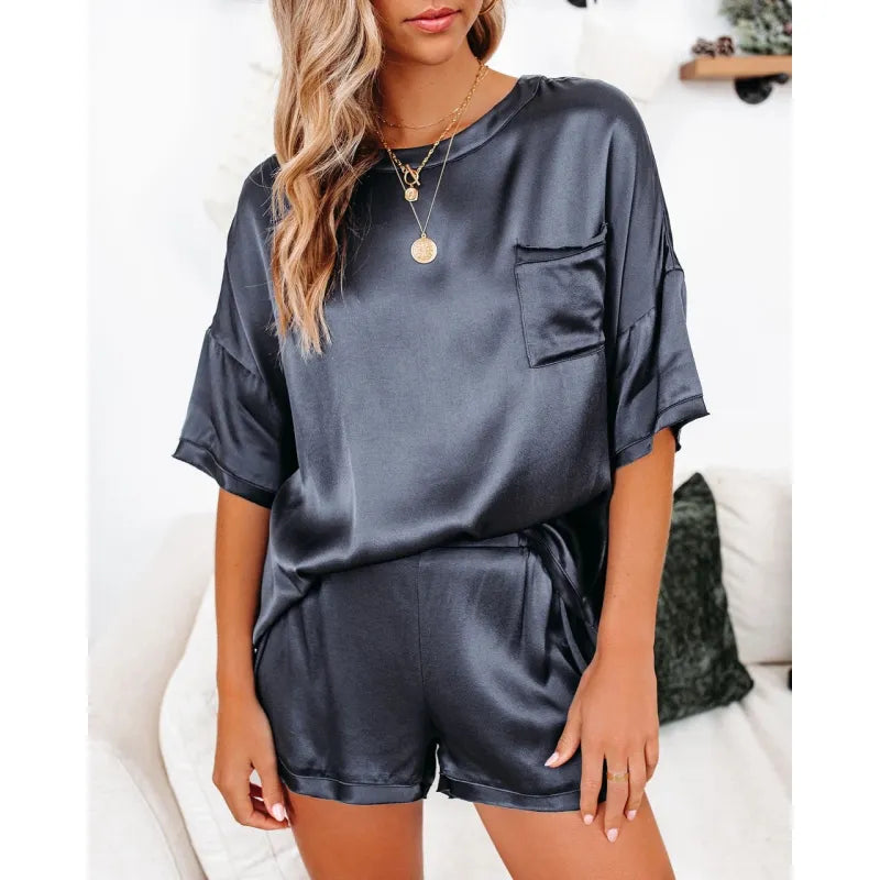 Silk Short-Sleeve Pajama Set