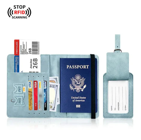 PU Leather Passport & Luggage Tag Set